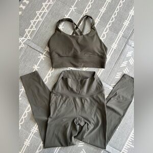Women's Olive Green Sports Bra and Leggings Set size S